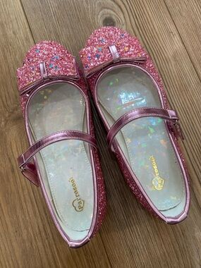 Parrossoo Sparkle Pink Mary Jane Dress Shoes with Bow